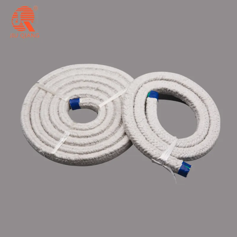 Cuerda de sellado trenzada redonda de fibra de cerámica de lana mineral de aislamiento térmico para caldera