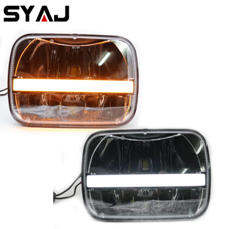 Popular Offroad frente faro DRL de señal 5x7 faro cuadrado bombilla 7 pulgadas rectangular led Luz de camión para Jeep Cherokee XJ