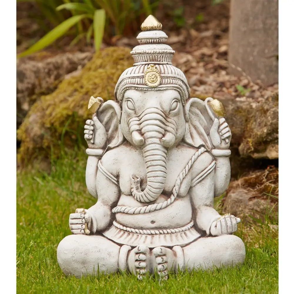 The Blessing Statue of Lord Ganesh Ganpati Elephant Hindu God Made From White Marble