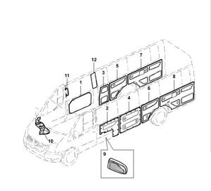 フォードトランジットV348BC19 B27502AAT9AF用純正サイドスライディングドアインナートリムパネル