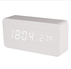 Relógio digital operado a bateria usb, controle de som, data, tempo, data, visor led, tabela digital, despertador de madeira