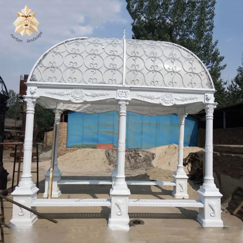 Estilo europeu antigo metal jardim branco ferro fundido forjado gazebo do jardim à venda NTIG-233C