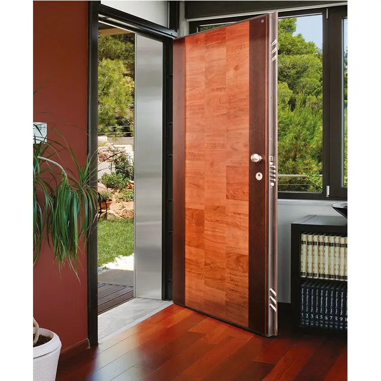 Porta de madeira de aço italiano, design de porta de madeira interior