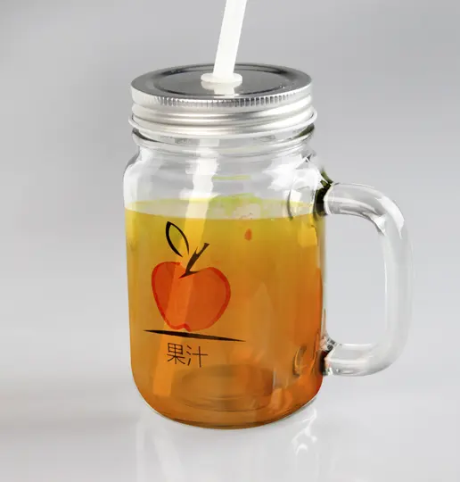 Cốc Thăng Hoa Mason Jar Mug Thân Thiện Với Môi Lưu Trữ Chai & Chum Bìa Thủy Tinh Trong Suốt Đồ Uống Gấp Nước Nóng Bán 430Ml