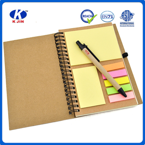 OEM de fábrica Mini Kraft cuaderno en blanco con pequeñas Memo Pad pegajoso rayas Bloc de notas con pluma - Product Image 4