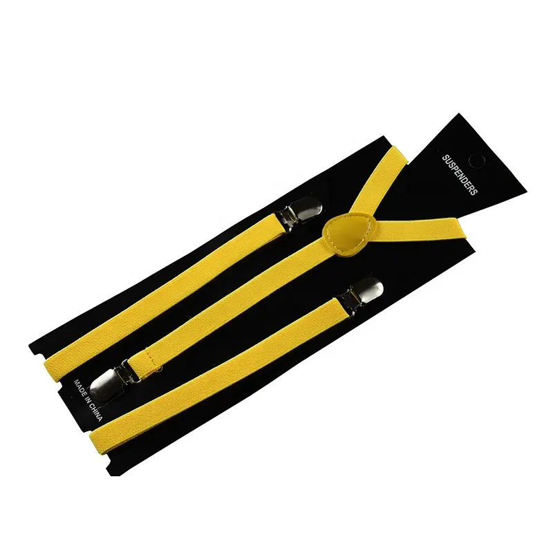 Promotion Cheap Price 2.5cm Wide Elastic Adjustable Y-shape 3 Metal Clips Solid Color Adult Suspenders