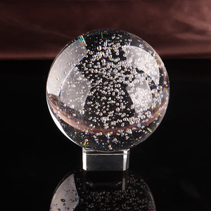 Free Shipping 80mm Clear Glass Crystal air Bubble <strong>Sphere</strong> Ball in China - Product Image 1
