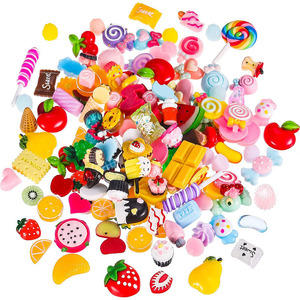 ลูกปัดแบนทำจากเรซินลูกกวาดขนมหวาน,งานฝีมือ DIY แบบผสม30ชิ้นสำหรับการทำเครื่องประดับ