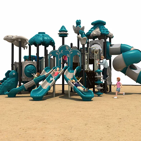 Novo design usado escola crianças plástico deslizante ao ar livre playfield para venda