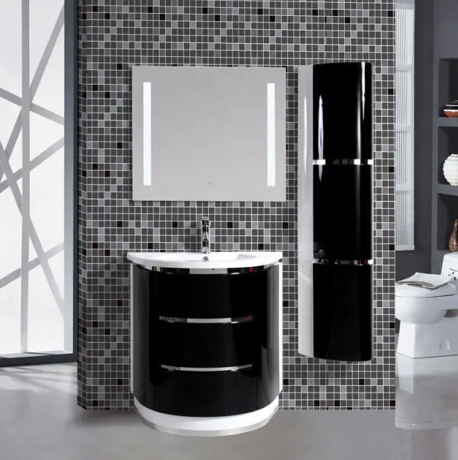 Высококачественная мебель для ванной комнаты отеля светодиодное освещение зеркало роскошный стиль дешевые шкафы из ПВХ/МДФ основной шкаф + раковина + зеркало 38 кг