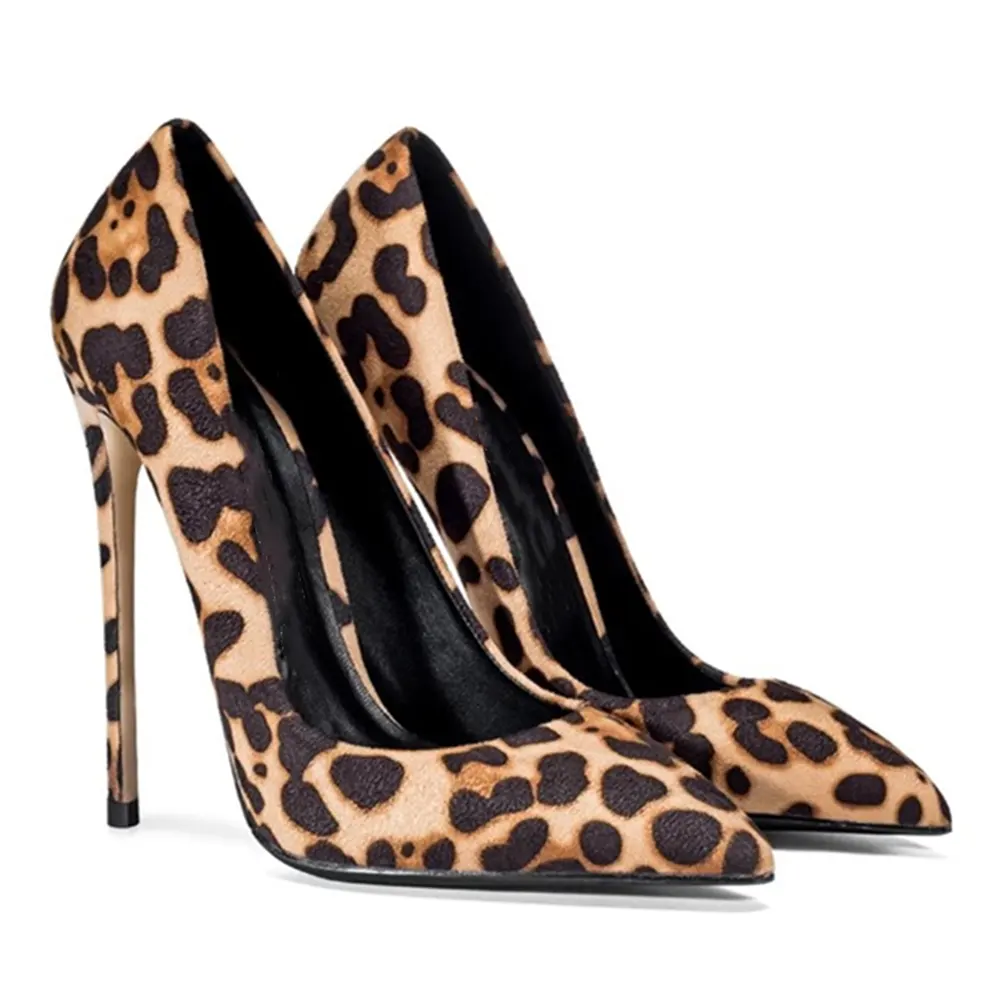WETKISS barato al por mayor maduro Sexy Leopardo de zapatos de tacón alto punta estrecha del estilete de tacón alto zapatos de mujer Zapatos de tacón alto OEM