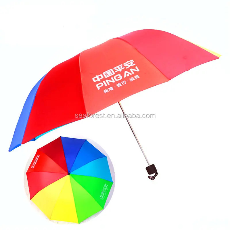 Paraguas de lluvia plegable para Gay, sombrilla de arcoíris con estampado personalizado, barata, 3 pliegues