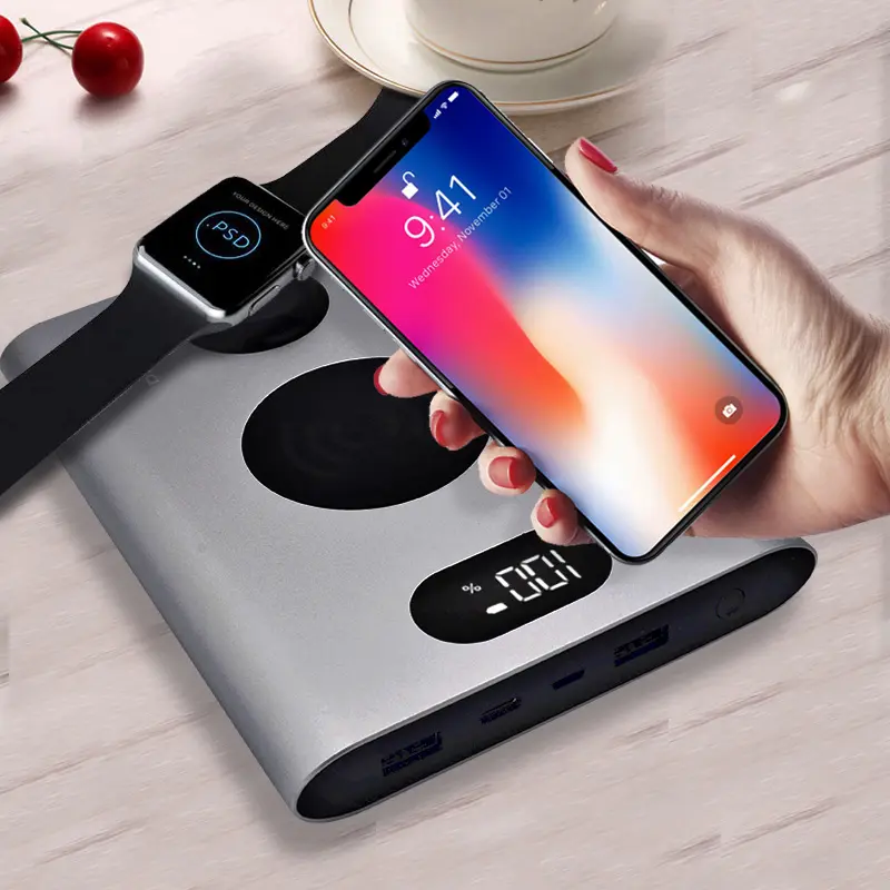 New Products 2018 Innovative Alibabas Power Bank Shenzhen, Dual Wireless charging power bank for Apple Watch+iPhone+Laptop