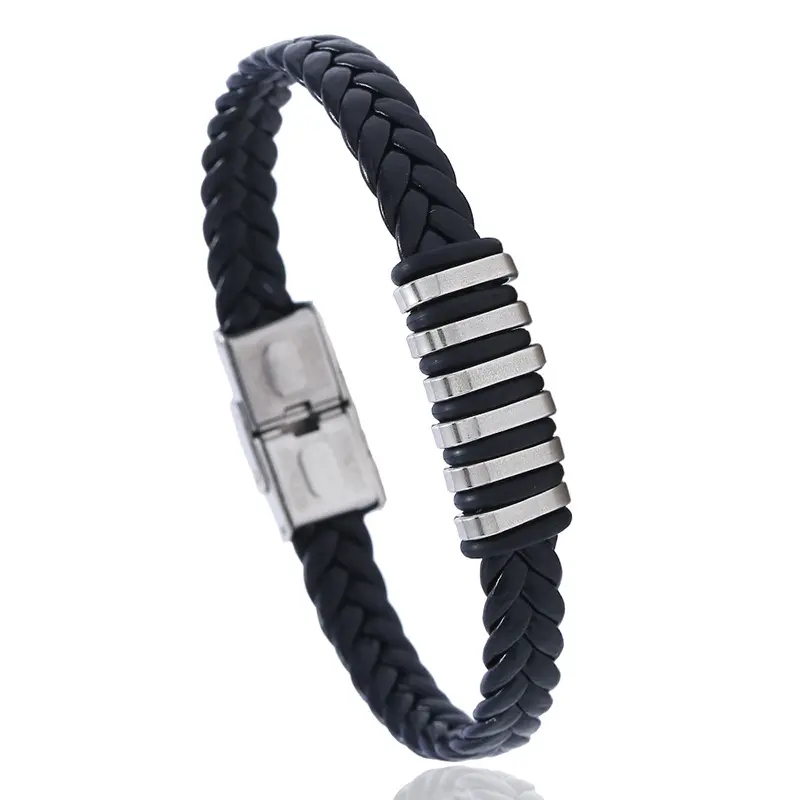 Made In China Stainless Steel Bracelet For Men Cheap Price Handmade Leather Braided Bracelet Stocks Selling Fashion Jewelry