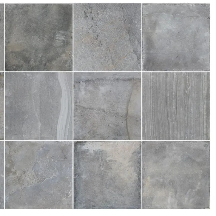 glazed floor ceramic tile grey color installed in bathroom and kichen