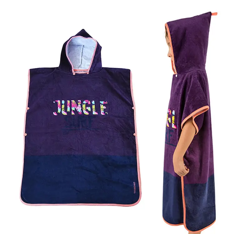 Personalizzato Assorbente Molle Variopinta Quick Dry In Microfibra Leggera Bambini Della Ragazza del Ragazzo Con Cappuccio Da Surf Poncho Asciugamani Da Spiaggia