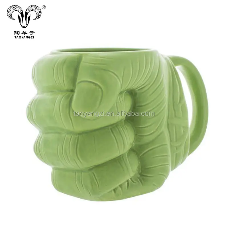 セラミックコーヒーティーマグカップ3Dグリーンハルク型マグカップ