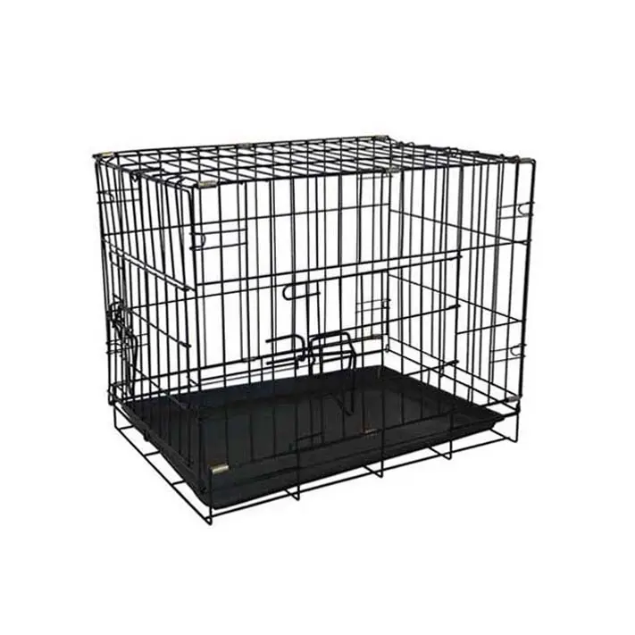 Zunhua meihua Wholesale Eco-friendly Double Door Folding Dog Cage Metal Wire Collapsible Dog Crate playpen With Tray