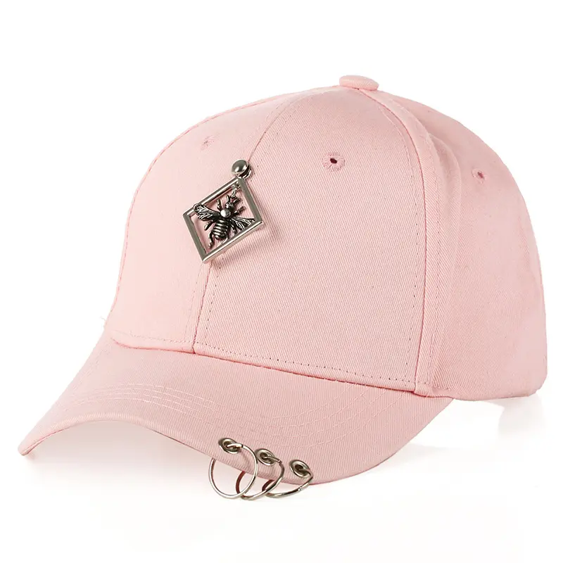 Fast delivery 2021 Wholesale Korea Fashion 6 Panel Letters Embroidered Rings Decorated Baseball Cap