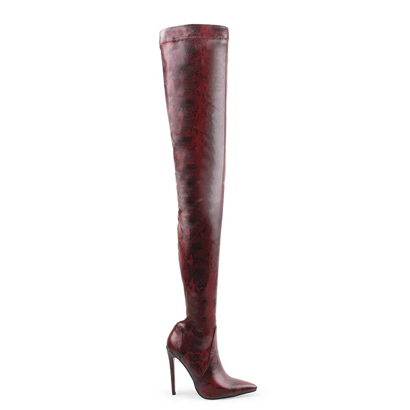 Bottes humides en forme de peau de serpent pour femmes, hauteur de l'entrejambe, accessoire de soirée en Latex, fétichiste, idéal pour une fête ou des boîtes de nuit