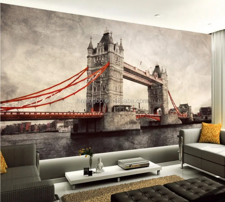 London Tower Bridge retrò Europeo paesaggio architettonico bagno soggiorno camera da letto studio personalizzato wallpaper murale