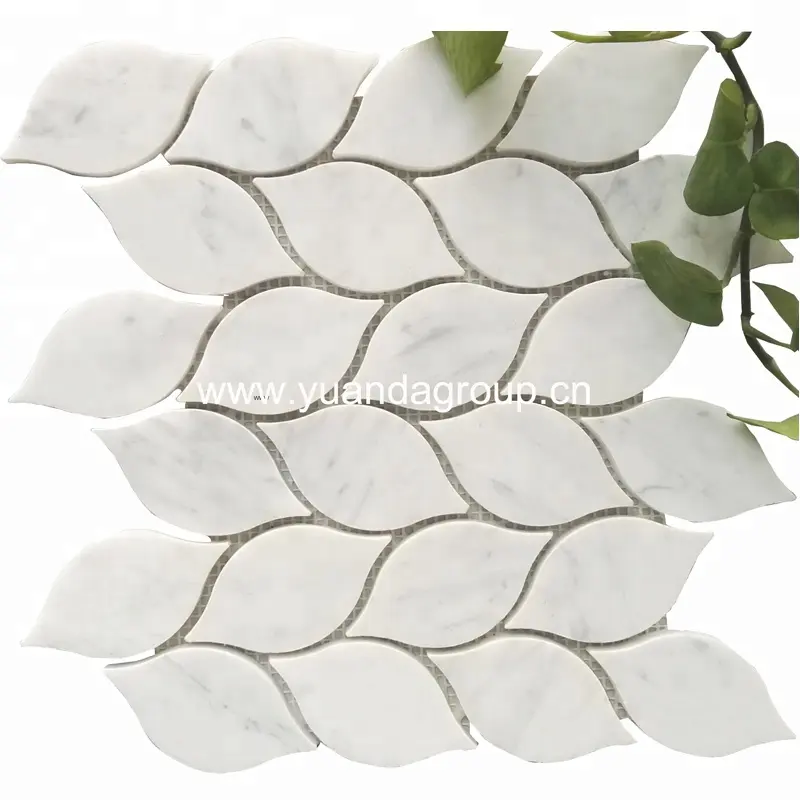 Foglia di design in pietra naturale mosaico di marmo bianco di carrara