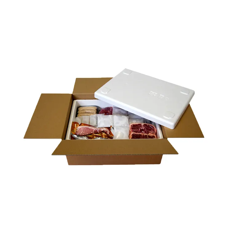 Caja de cartón corrugado para transporte de cadena fría, precio de fábrica, envío de alimentos