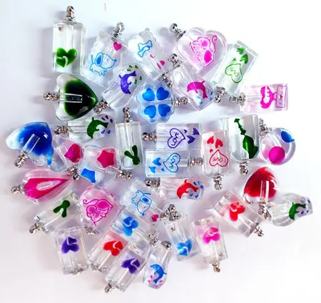 متنوعة الألوان كريستال رايس فيال قلادة DIY مصغرة الكريستال الفن الأرز الزجاج زجاجة عطر الزجاج زجاجات عطور زجاجة