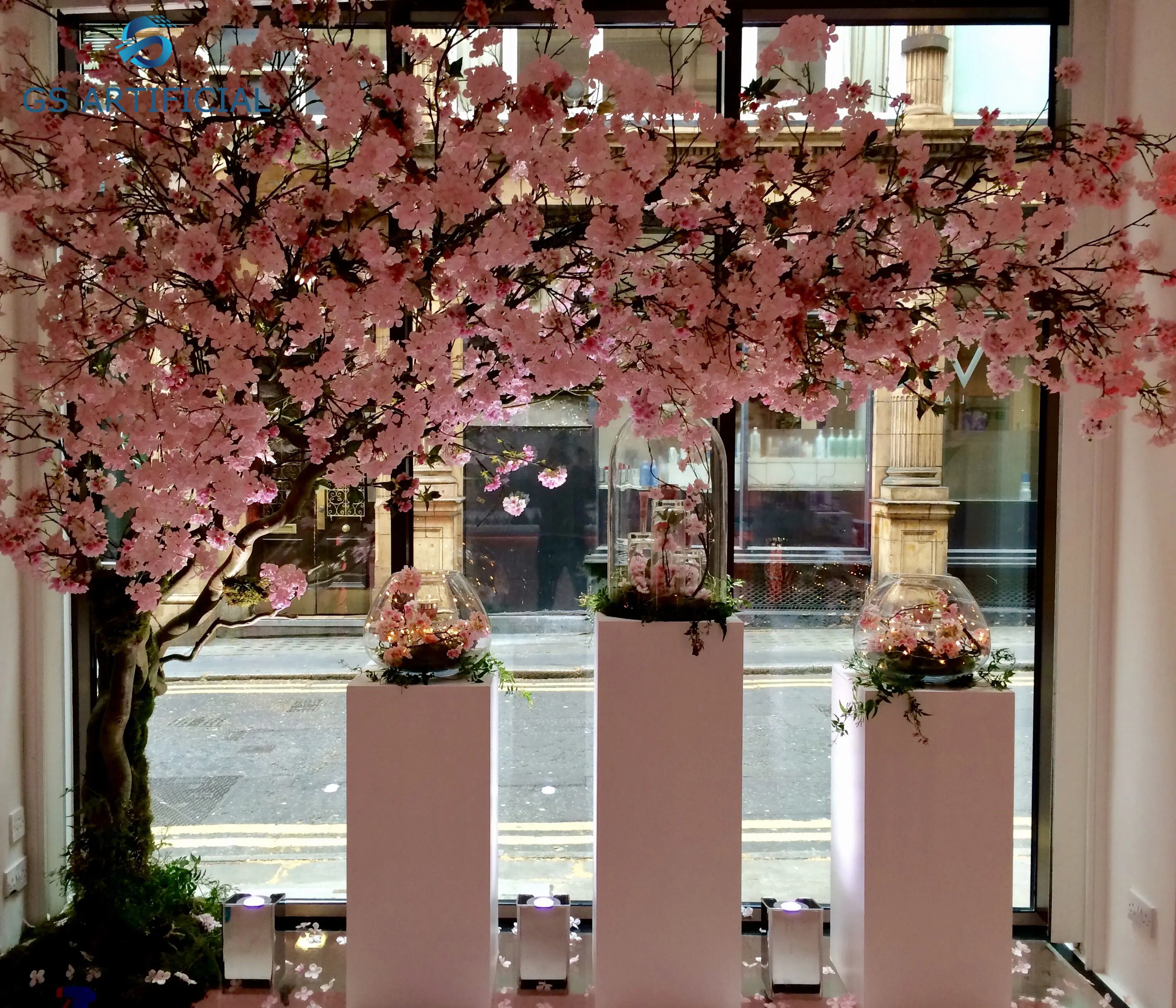 Artificiale Cherry Blossom Ramo di Un Albero di Vite Rattan Coperta Soggiorno Pianta Decorazione Della Parete del Paesaggio