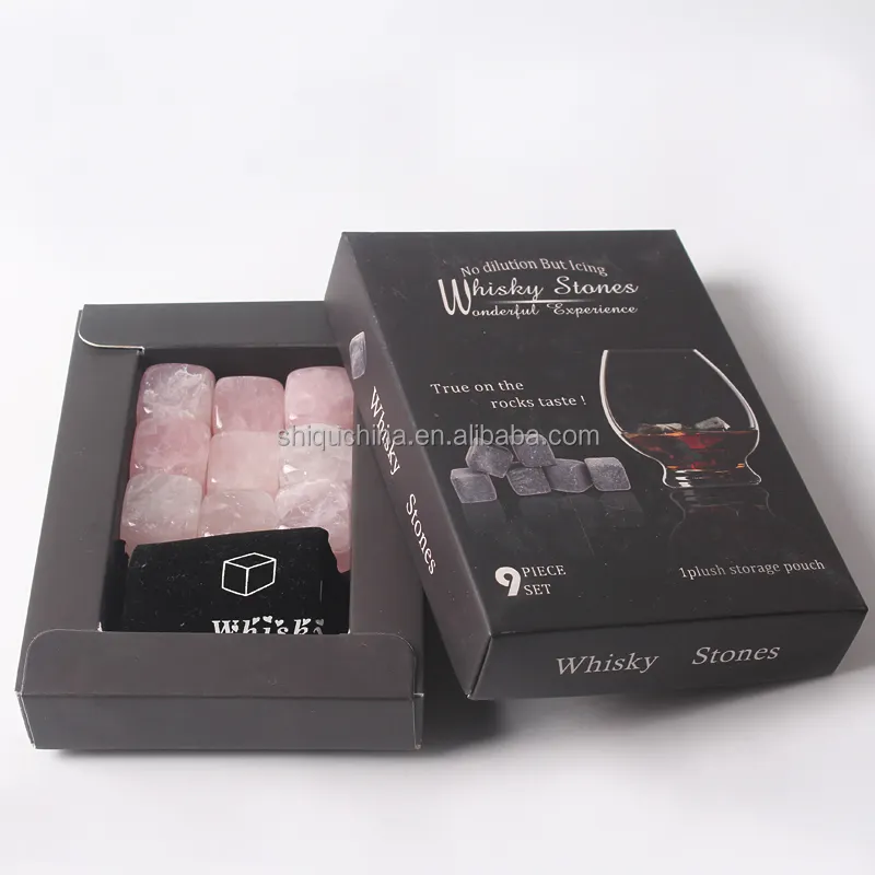 Piedras semipreciosas de whisky, accesorio cuadrado de YIWU, color rosa, para Bar