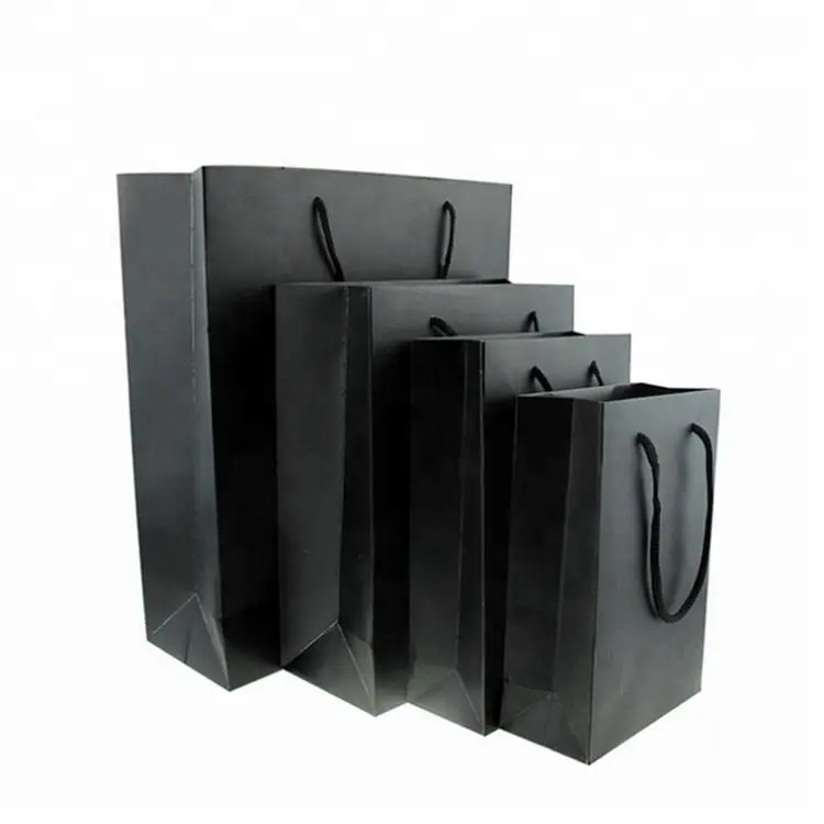 Benutzer definierte schwarze glänzende Kunstpapier-Verpackungs papiertüten für Einkäufe und Geschenke
