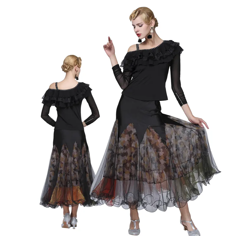 Robe de salle de bal, vêtement de danse latine, pour femmes, de haute qualité, YH00005