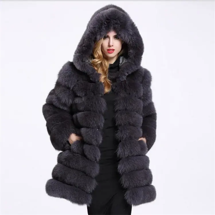 Abrigo de invierno para mujer, chaqueta de piel auténtica con diseño europeo a la moda, abrigo de piel de zorro