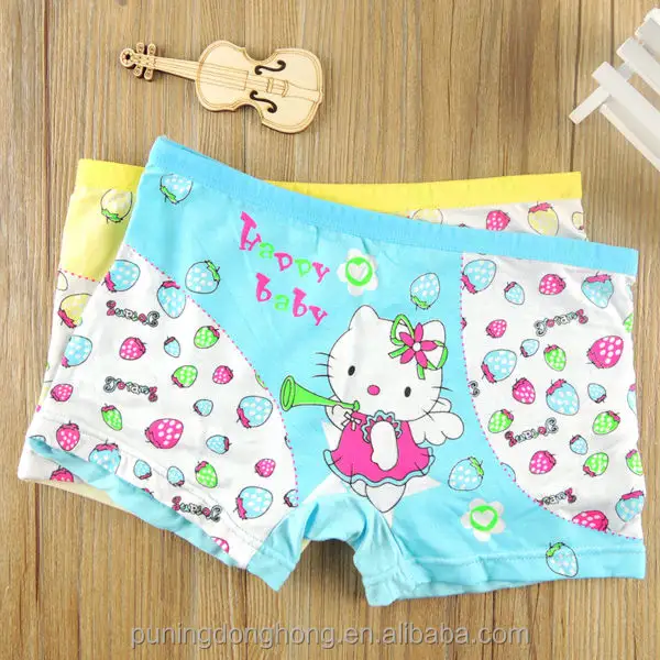 Cueca boxer para crianças macia, menina, impressão breve