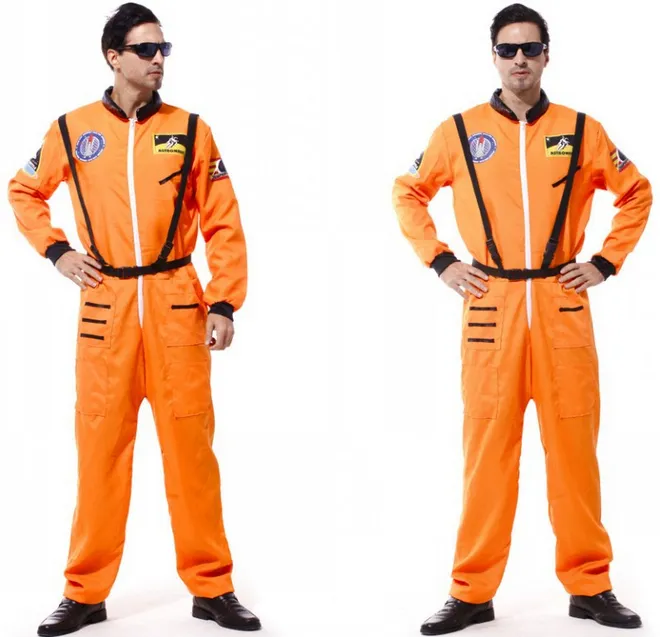 2016 di vendita calda max Costumi di Halloween per Uomo Astronaut tuta spaziale arancione del Costume Cosmonauta costumi Cosplay