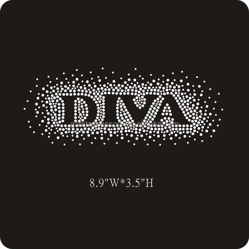 Low MOQ Benutzer definierte Diva Strass Transfer Designs Hot Fix Strass Transfer Motive Strass Wärme übertragung