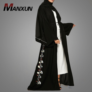 New Arrival Model Dress <strong>Kebaya</strong> Modern Fashion Embroidery Design Black <strong>Kimono</strong> Abaya Muslim Casual Abaya - Product Image 1
