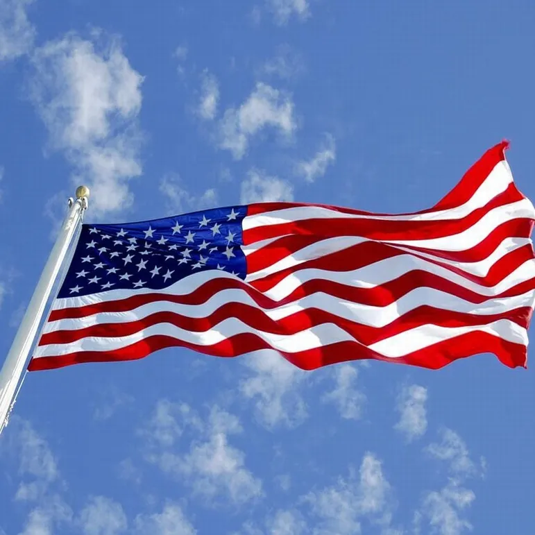 Spanduk Bendera Nasional AS Dapat Digunakan Kembali 3X5Ft Bendera Amerika Bergaris Cetak Poliester 100%
