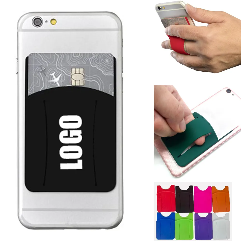 사용자 정의 실리콘 전화 지갑 손가락 슬롯 접착제 모듬 색상