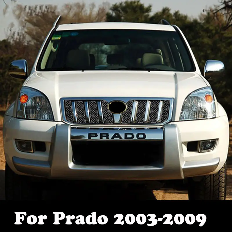 Kisi Depan Mobil Baja Tahan Karat Kisi-kisi Serangga untuk Toyota Land Cruiser Prado FJ120 Aksesori 2003 -2009