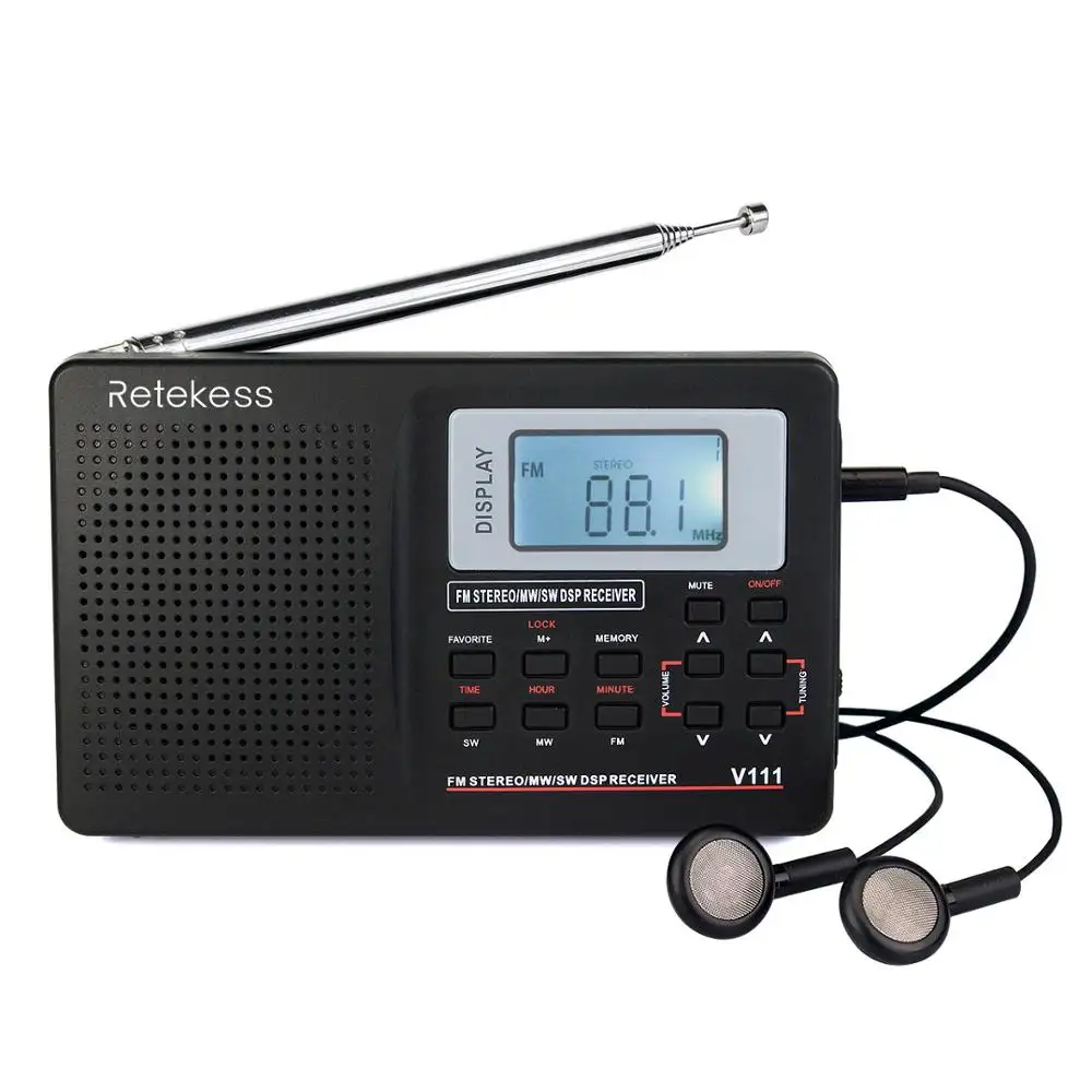 Caldo-vendita Del Mondo di banda di trasmissione FM MW SW ricevitore radio portatile Retevis V-111 radio portatile per Europa Asia e in Australia