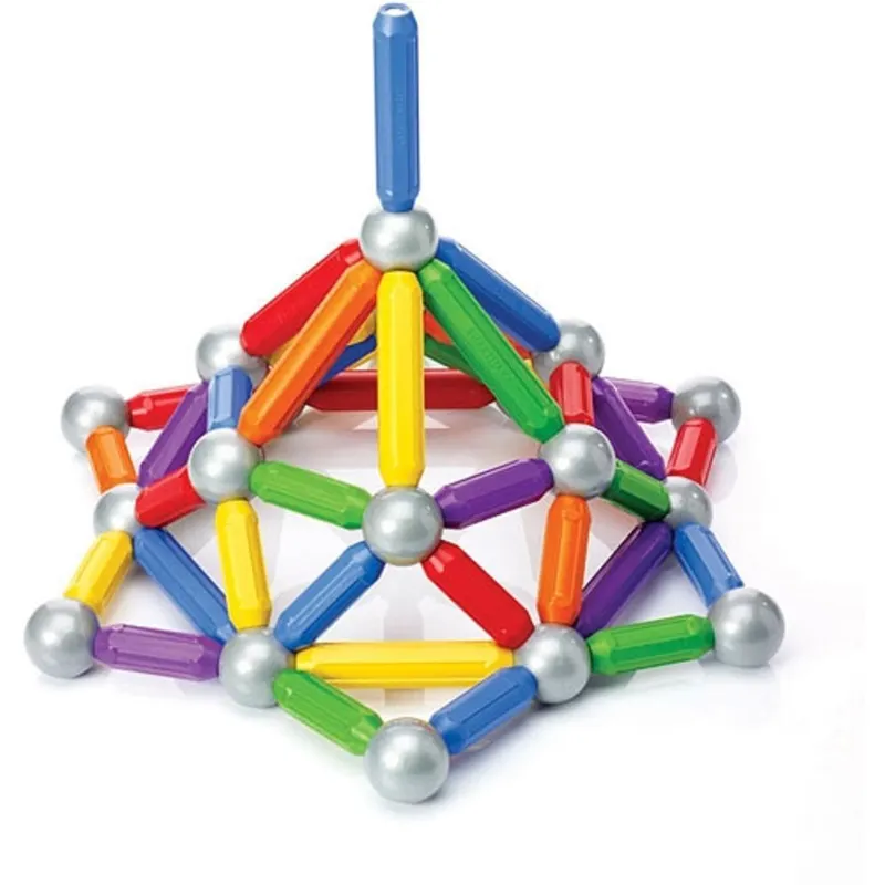 Blocos magnéticos de brinquedo, jogo de quebra-cabeça de educação para crianças, vara e bola