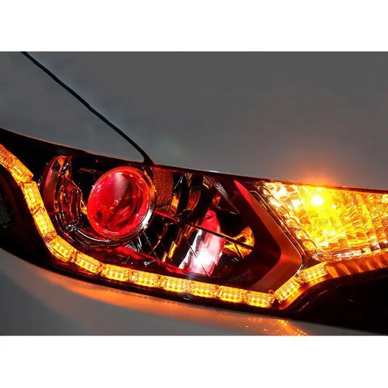 Luzes diurnas automóveis luz de led, seta, interruptor de farol flexível, faixa traseira