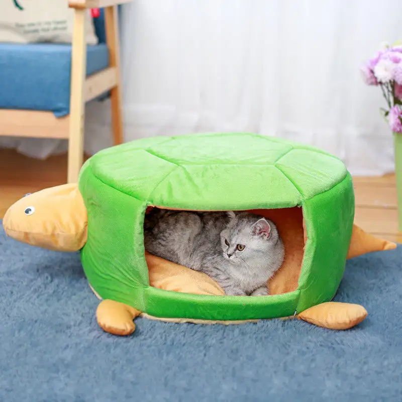 Sevimli kaplumbağa şekli Pet köpek yavrusu uyku tulumu evi kedi yatak sıcak yumuşak köpek kulübesi mağarası Pet