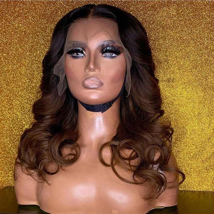 Wig Rambut Brasil Virgin Warna Ombre Kualitas Tinggi Wig Peru Wig Renda Penuh Murah Hd 13X4 Wig Frontal Renda untuk Wanita Kulit Hitam