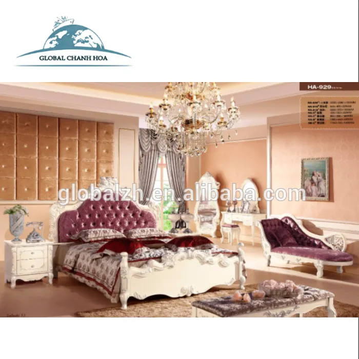 Лучшая цена роскошные модные наборы мебели для спальни с фиолетовым изголовьем GZH-HA929