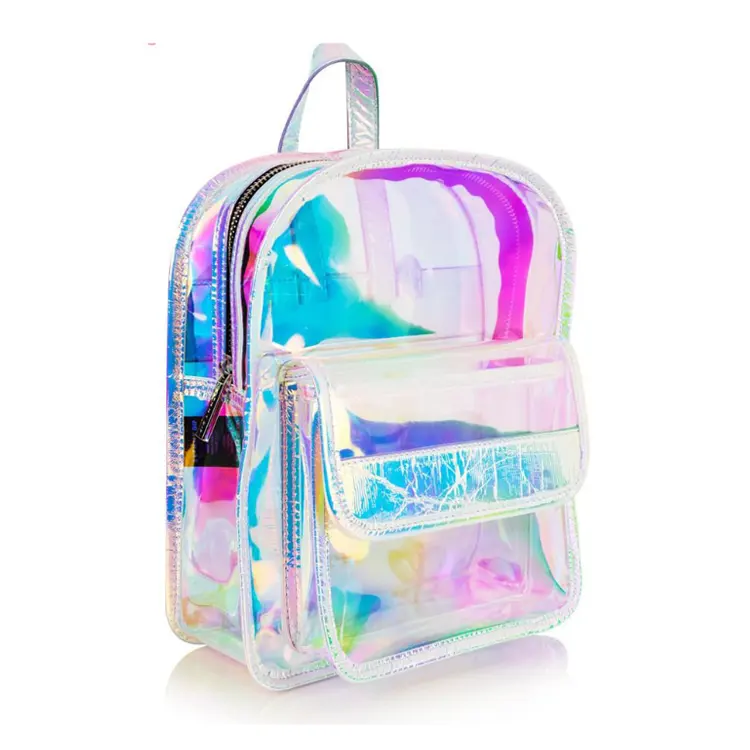 Fornitore della cina laser trasparente Pvc zaino sacchetto di scuola colorato per la ragazza