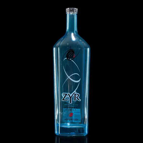 Russa marcas personalizadas bebidas vodka azul garrafas de vidro de 750ml com tampa de cortiça