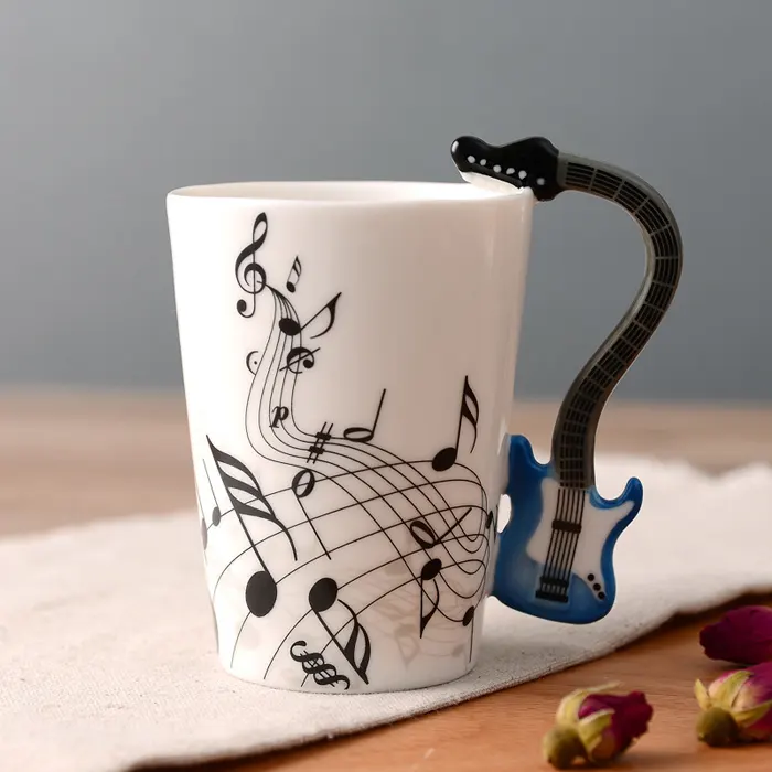 UCHOME Handmade Blue Guitar Musikalische Keramik Kaffeetasse, benutzer definierte Tassen