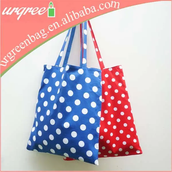 Colorful Polka Dots Painting 100% Cotton Hand Bag For Lady